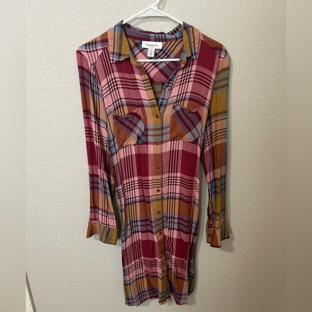 Motherhood Women's Plaid Long Sleeve Dress - Size M EUC - Picture 3 of 5